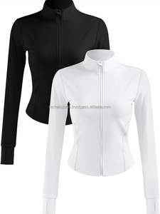 <b>Women's</b> Solid Zip-Up Full Sleeve Lightweight Full-Length Spandex/Polyester Sports <b>Jacket</b> - Product Image 3