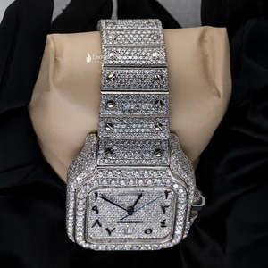 นาฬิกาข้อมือโมอิสซาไนต์ทรงสี่เหลี่ยมคุณภาพสูง หน้าปัดแบบอารบิก - Product Image 3