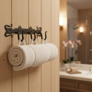 Crochet mural en fer personnalisé et élégant |   Crochet décoratif poli pour chambre à coucher, salon et organisation - Product Image 5