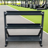 Support de Rangement Professionnel à Trois Niveaux en Métal pour Kettlebells et Haltères – Conception Sécurisée pour Usage Commercial en Salle de Sport