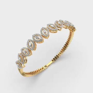 Latest 18K Yellow Gold Tennis Classic Bracelet with Real Diamond Simple Unique Design Real Diamond Studded Bangle Bracelet - Product Image 1