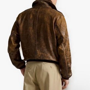 C'est une veste aviateur en cuir avec col en fausse fourrure Veste en cuir C'est une veste de vol en cuir Polo Lauren - Product Image 2