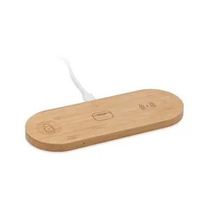 Chargeur sans fil 3-en-1 en bambou RECPAD, gadgets promotionnels personnalisés, batterie externe - Product Image 6