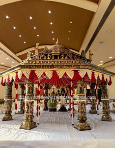 Mariage Bollywood Devdas Mandap & Stage Malaisie Top mariage indien Mandap ensemble fournisseur luxe FRP or blanc Mandala par DST - Product Image 4