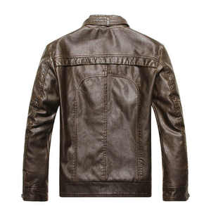 Chaqueta de Cuero para Hombre, Estilo Bomber, Cuello Camisero, Cálida para Invierno, Reversible, Transpirable, Ecológica, Gruesa - Product Image 4