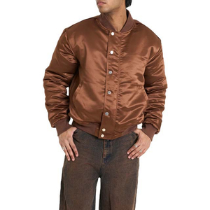 Blousons Bomber Varsity en Satin Décontractés pour Hommes, Vêtements de Sport, Col Montant, Design Personnalisé sur le Devant, Blouson de Baseball Universitaire avec Fermeture Éclair - Product Image 6