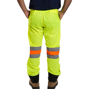 Pantalon de travail de sécurité en polyester haute visibilité pour hommes, avec logo personnalisé, pantalon réfléchissant décontracté haute visibilité avec poches cargo - Product Image 2