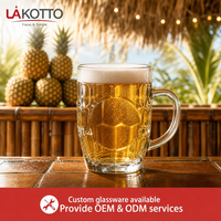 Mug à bière transparent LAKOTTO de qualité restaurant, 500 ml, corps arrondi, pour présentation en supermarché, verrerie d'exportation, logo personnalisé, fabrication en usine