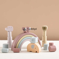 Juguete de madera natural para niños pequeños Aprendizaje creativo Idea de regalo divertida Tradebyd
