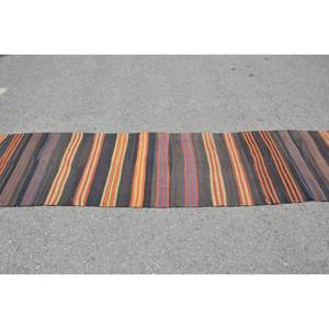 Alfombra turca Vintage de área grande 2,4 x 10.8ft Diseño de retazos marrón tradicional Material de lana Respaldo de látex Respetuoso con el medio ambiente - Product Image 3