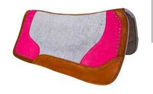 Hot Selling Premium Pink New Zealand Wool <b>Felt</b> Western Saddle <b>Pad</b> Vardhman Wholesale Cotton Leather Patch Design Horse Fleece - Product Image 1