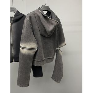 Personnalisé Vintage Boxy Fit Sunfaded Hoodie Zipper Jacket Fabricants Acid Wash Men Distressed Sun Faded Cropped - Product Image 3