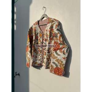 Chaqueta de algodón acolchada de invierno hecha a mano India estilo Kimono con estampado Floral para mujer regalo de fiesta tejido - Product Image 5