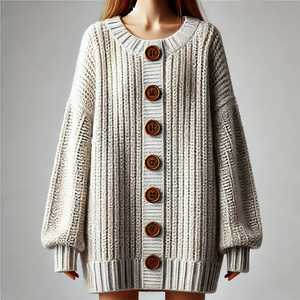 Women's V-Neck <b>Cardigan</b> Sweater New Thick Knitted Design Women Sweater <b>Cardigan</b> - Product Image 2