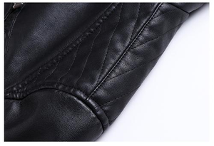 Veste en cuir véritable pour homme, style moto d'hiver, col montant, fermeture éclair, doublure chaude, veste en cuir de vache - Product Image 5