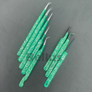 Premium Glitter Shine Lightweight <b>Eyelash</b> <b>Tweezers</b> with Precision Fiber Tips Stainless Steel Lash Tools Made in Pakistan - Product Image 1