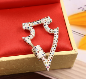 Dijes de Plata de Ley 925 con Baño de Rodio y Oro con Símbolo de Rupia y Circonitas Multicolores, con Cierre de Mosquetón - Product Image 3