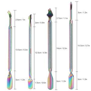 Esmalte de uñas Gel Eliminar uñas Piel muerta Empujador de cutículas Acero inoxidable Color Arco Iris Empujador de cutículas de uñas - Product Image 1