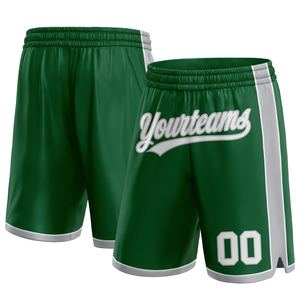 Industrie Direct Engro Sportswear Basketball <b>Shorts</b> Custom Kelly Green <b>White</b>-Gray Authentic Basketball <b>Shorts</b> - Product Image 1