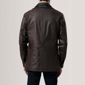 Abrigo de Cuero Color Granate para Hombre Connor - Product Image 4