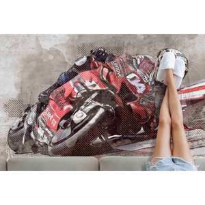 Tapis imprimé coloré : Moto, MotoGP, Voiture, Petit, Rond, Décoration murale, Bureau, Tapis en velours - Product Image 2