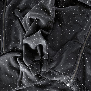 Veste zippée épaisse et ample en molleton délavé unisexe personnalisée, avec fermeture éclair double et strass, pour homme - Product Image 6