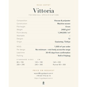 พรมวิสโคสและโพลีเอสเตอร์แบบขายส่ง รุ่น VITTORIA VI008 สีครีม ผลิตด้วยเครื่องจักรจากตุรกี สำหรับห้องนั่งเล่น โรงแรม และโครงการต่างๆ - Product Image 4