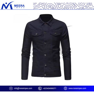 OEM Customize Vintage Style Denim <b>Jacket</b> Hot Selling Solid Black Color <b>Slim</b> <b>Fit</b> Front Pockets Breathable Jeans <b>Jacket</b> For <b>Men</b> - Product Image 2