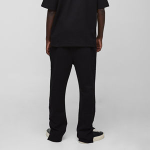 Pantalons de survêtement décontractés personnalisés en toile épaisse en coton avec cordon de serrage Noir ample - Product Image 5