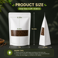 Sacs refermables en papier kraft blanc réutilisables, résistants à l'humidité et à la poussière, pour le stockage des grains de café, des fruits secs et des épices