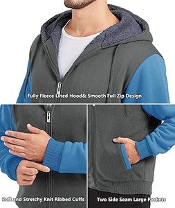 Sudaderas con capucha informales de invierno para hombre, forro polar de poliéster/algodón de Color sólido, ajuste Regular con diseño de bolsillo, transpirable, ecológico, de secado rápido - Product Image 3