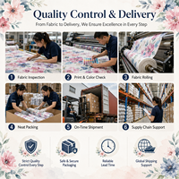 Tissu à motif floral aquarelle personnalisé, impression numérique OEM ODM, plusieurs bases pour robe, écharpe, sac, textile de maison, faible MOQ