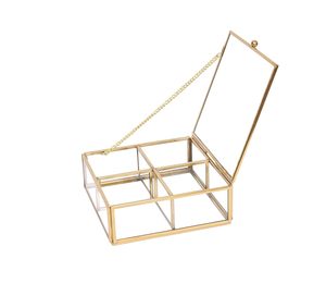 Four Compartment <b>Glass</b> <b>Jewelry</b> Tapered <b>Box</b> Made Form Premium Quality Brass and <b>Glass</b> for Home and <b>Jewelry</b> Decorative Storage - Product Image 4