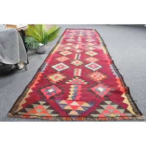 Tapis de Grande Taille Turc Vintage Rouge Beige 29 X 10.9ft Style Ethnique Décor Laine Latex Support Rectangle Couloir Motif Tapis de Chambre - Product Image 4