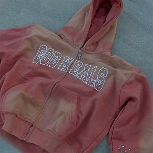 OEM 100% algodón personalizado bordado Sudadera con capucha Streetwear Rhinestone bordado Sudadera con capucha logotipo personalizado pulóver Zip up Sudadera con capucha - Product Image 3