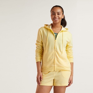 Sudadera con capucha y logotipo personalizado para mujer, ropa de calle bordada con capucha con cremallera cálida forrada para invierno, cordón liso - Product Image 6