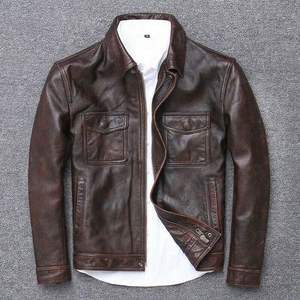 Chaquetas de cuero genuino vintage clásico: una durabilidad básica de moda clásica atemporal elegancia elegante moda mate brillante - Product Image 6