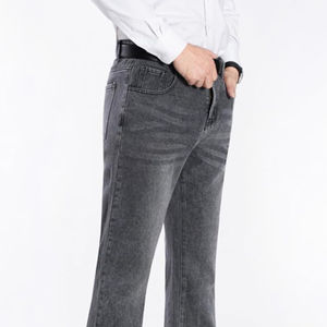 2025 hommes nouveau à la mode taille haute ample droite lavé Denim pantalon populaire en gros mince conception ajustée OEM entretenu - Product Image 5