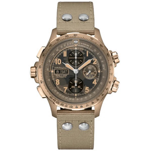 Nouvelle montre pour homme Hamilton Khaki Aviation X-Wind Auto Chronograph à double affichage marron en alliage H77916920 - Product Image 1