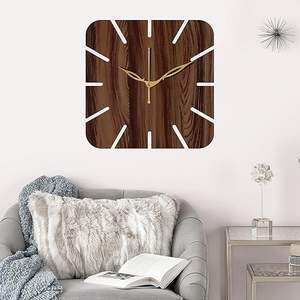 Bois naturel Mécanisme silencieux Artisanat distinctif Accents décoratifs Horloge murale carrée murale 12 pouces - Product Image 2