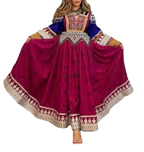 Vestidos afganos vintage de mujer de talla grande a precio barato al por mayor, ropa tradicional informal, vestido largo afgano con borlas y monedas - Product Image 1