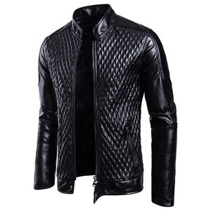 High Quality <b>New</b> Fashion Black and Red Zipper Collar Men's Leather PU Jackets - Product Image 3