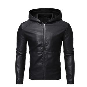 Veste de moto en cuir pour hommes, nouvelle version coréenne Slim Fit, à capuche, manteau pour hommes - Product Image 3