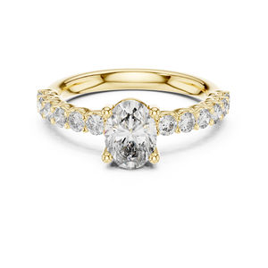 แหวนเพชรทรงรีและทรงกลมสีขาวทอง 14K สำหรับผู้หญิง |   ชุดทำงาน |   เพชรที่เพาะเลี้ยงใหม่ - Product Image 5