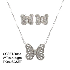 Regalos de Navidad Colgante Mariposa Piedra preciosa 925 Conjunto de colgante de plata sólida Cadena de 18 "Collar de dama de honor de plata moderna Joyería - Product Image 3