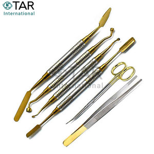 ชุดผ่าตัดแบบพรีเมี่ยมสีทองชุดอุปกรณ์สำหรับการผ่าตัดแบบครบวงจรช้อนขูดกระดูกเครื่องมือทางการแพทย์สำหรับการผ่าตัดช่องปาก - Product Image 5