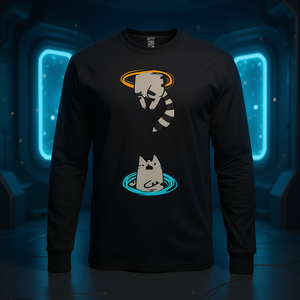 T-shirt à manches longues à thème animalier Portal Cat Video Game, produit promotionnel - Product Image 3