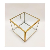 Boîte à bijoux rectangulaire moderne en métal et verre, bordure en laiton, verre transparent, organisateur de bijoux de haute qualité, taille personnalisable, moderne