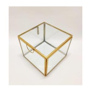 Elegante Caja de Joyería Rectangular Vintage de Cristal con Borde de Latón, Caja de Cristal Transparente para Organizar Joyas, Adorno Decorativo - Product Image 3