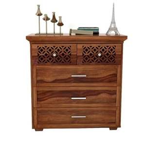 Mesa auxiliar de madera con cajones para sala de estar, mesa auxiliar de madera con cajones de cierre suave, mesa auxiliar de madera compacta - Product Image 1